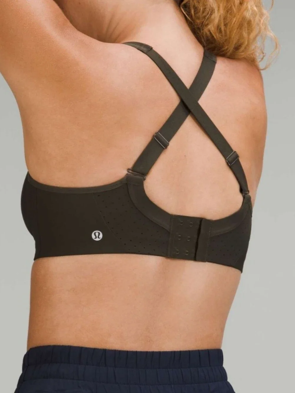 Lululemon Run Times Bra High Suport Dark Olive Athletic Workout Size 34D